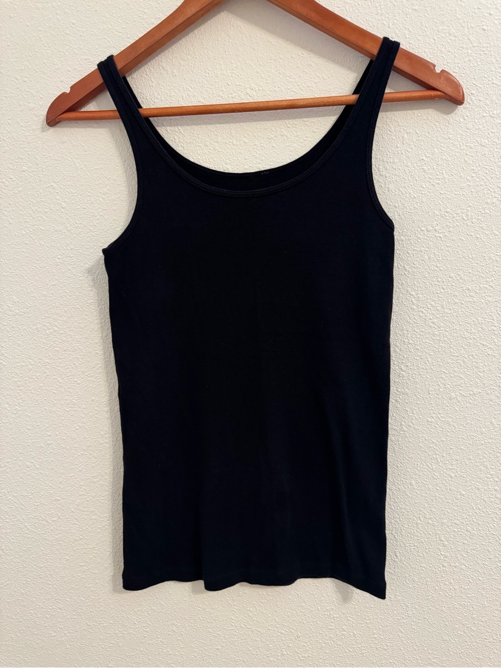 Eileen Fisher Organic Cotton Black Scoop Neck Tank Top Size Small